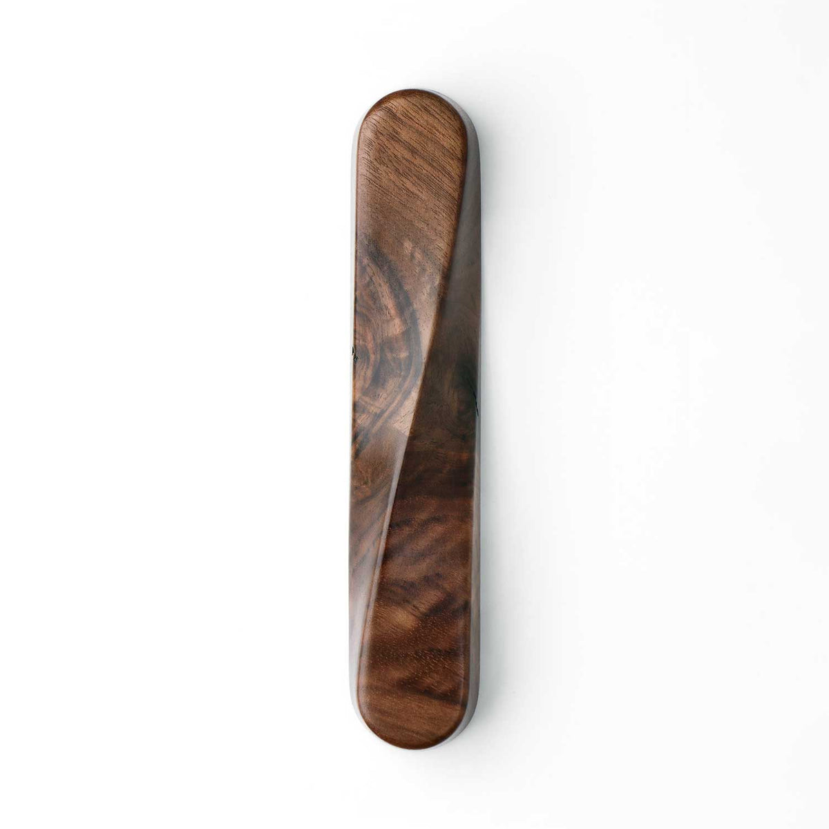 Twist Mezuzah Figured Walnut Wood 2 - Petroff Gallery - Judaica