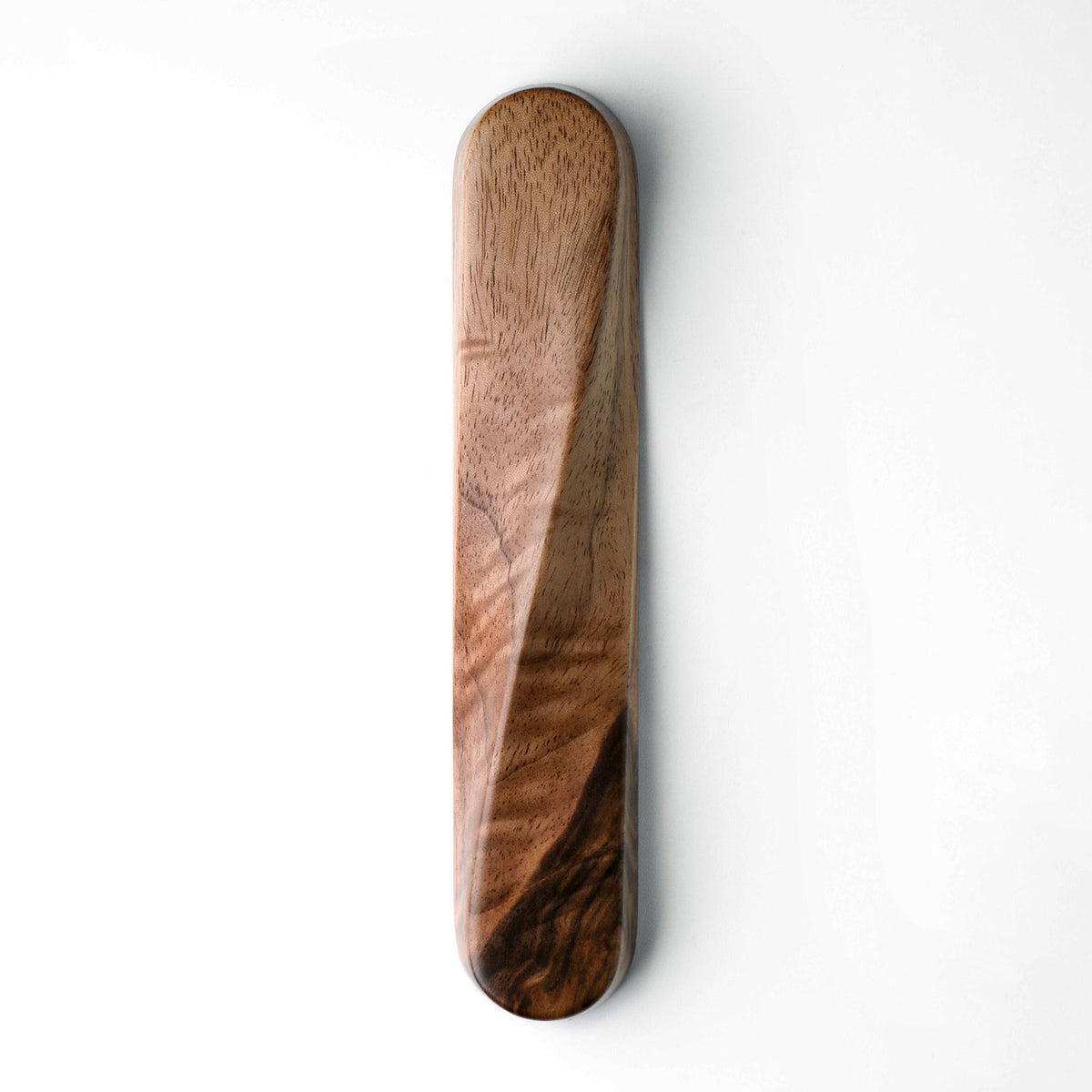 Twist Mezuzah Figured Walnut Wood 3 - Petroff Gallery - Judaica