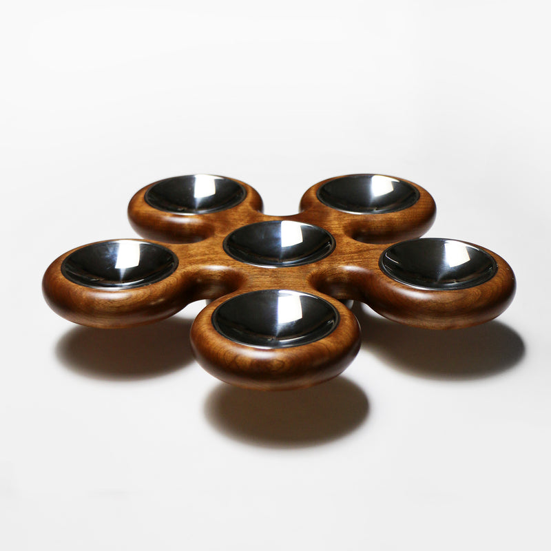 Fidget Spinner Seder Plate Flame Roasted Birch - Petroff Gallery - Joseph Herzig