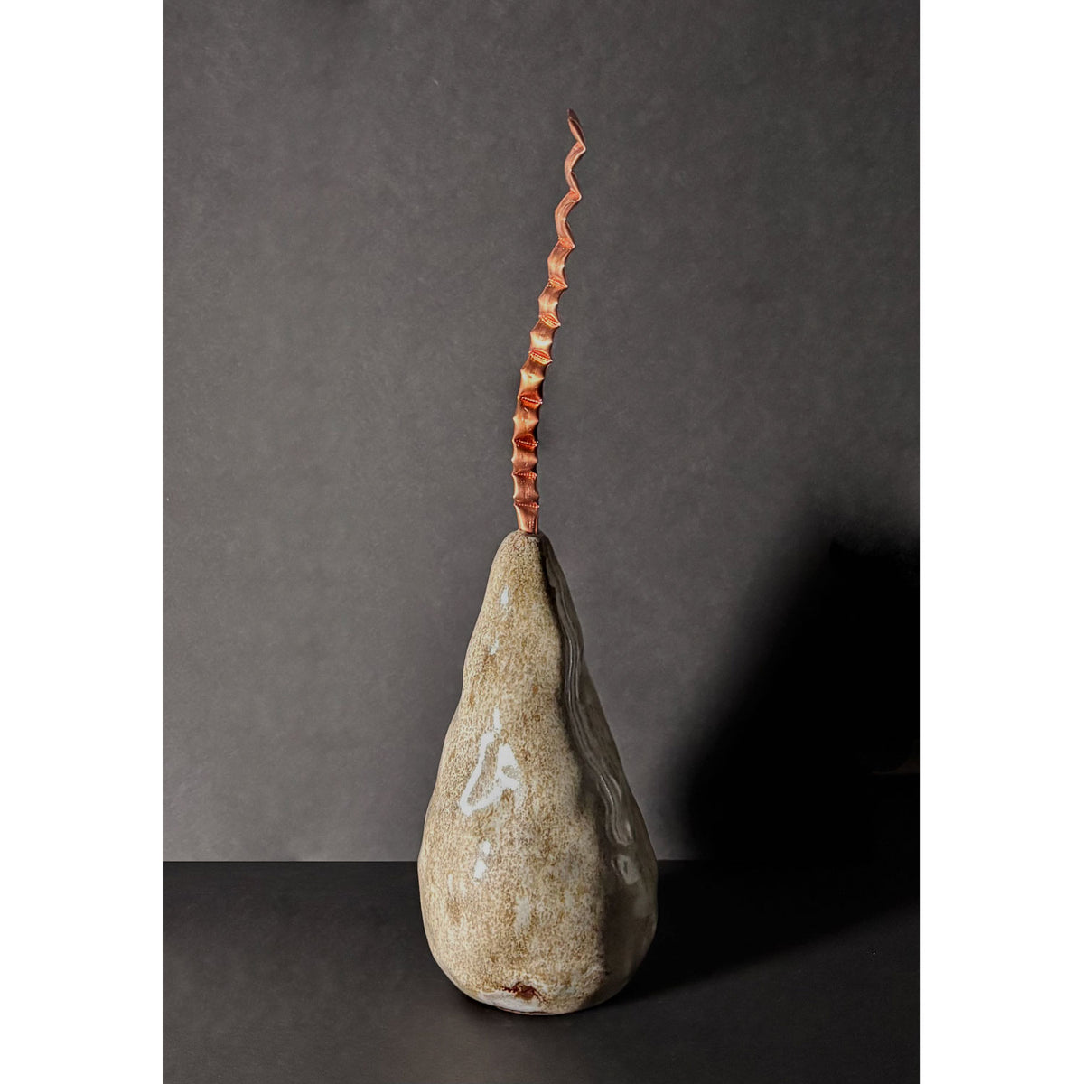 Tan Pear with Copper Stem - Petroff Gallery - Ceramic Art