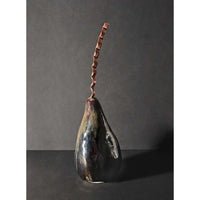 Dark Pear with Copper Stem 1 - Petroff Gallery - Petroff Gallery - Ceramic Art