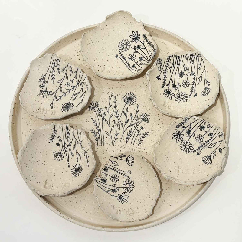 Floral Seder Plate 2 - Petroff Gallery - Judaica