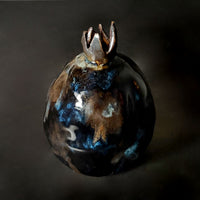 Small Pomegranate Blue and Black - Petroff Gallery - Ceramic Art