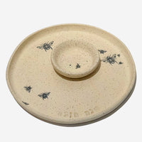 Large Shana Tova Bee Plate with Dish - Petroff Gallery - Judaica
