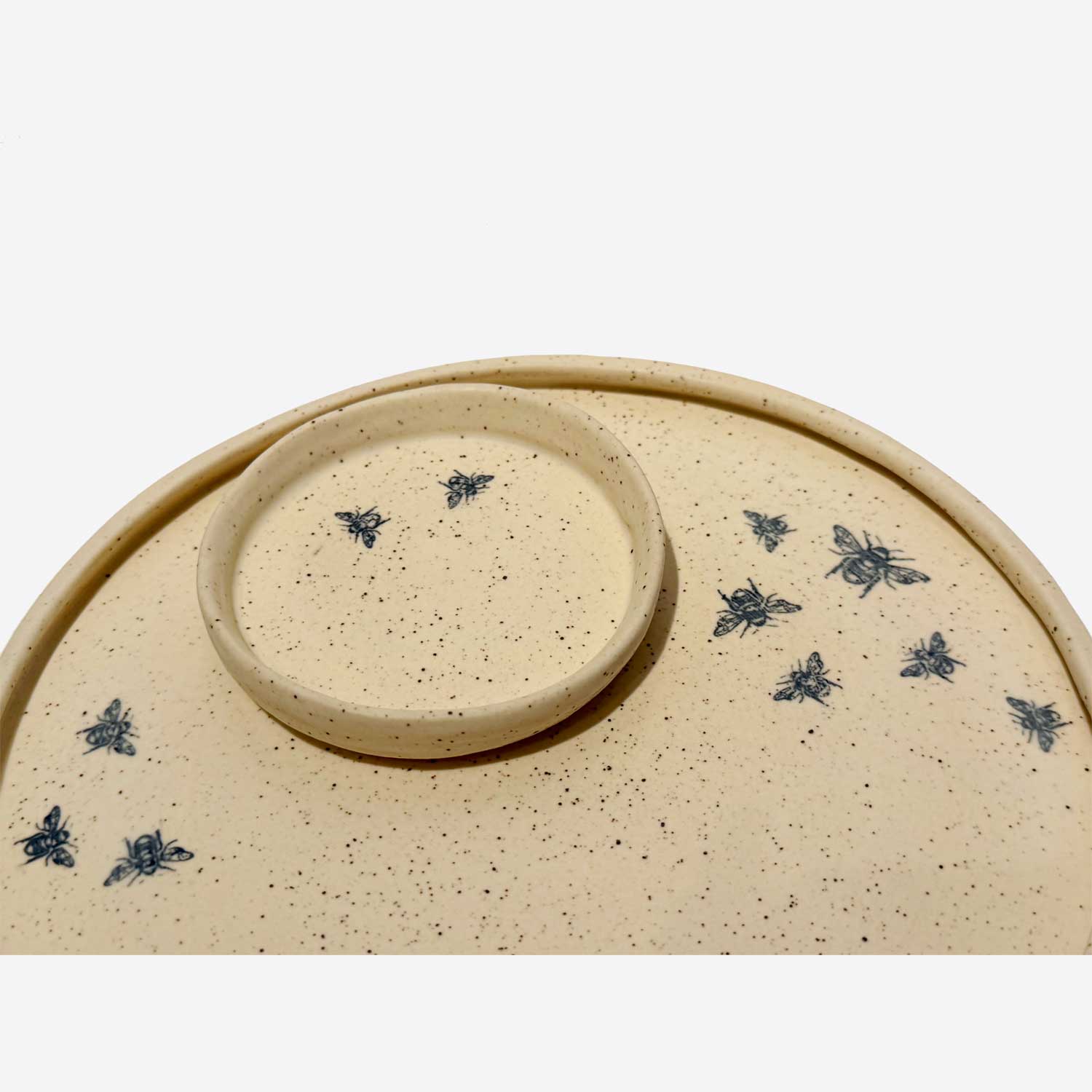 Medium Shana Tova Bee Plate with Dish - Petroff Gallery - Judaica
