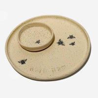 Small Shana Tova Bee Plate with Dish - Petroff Gallery - Judaica