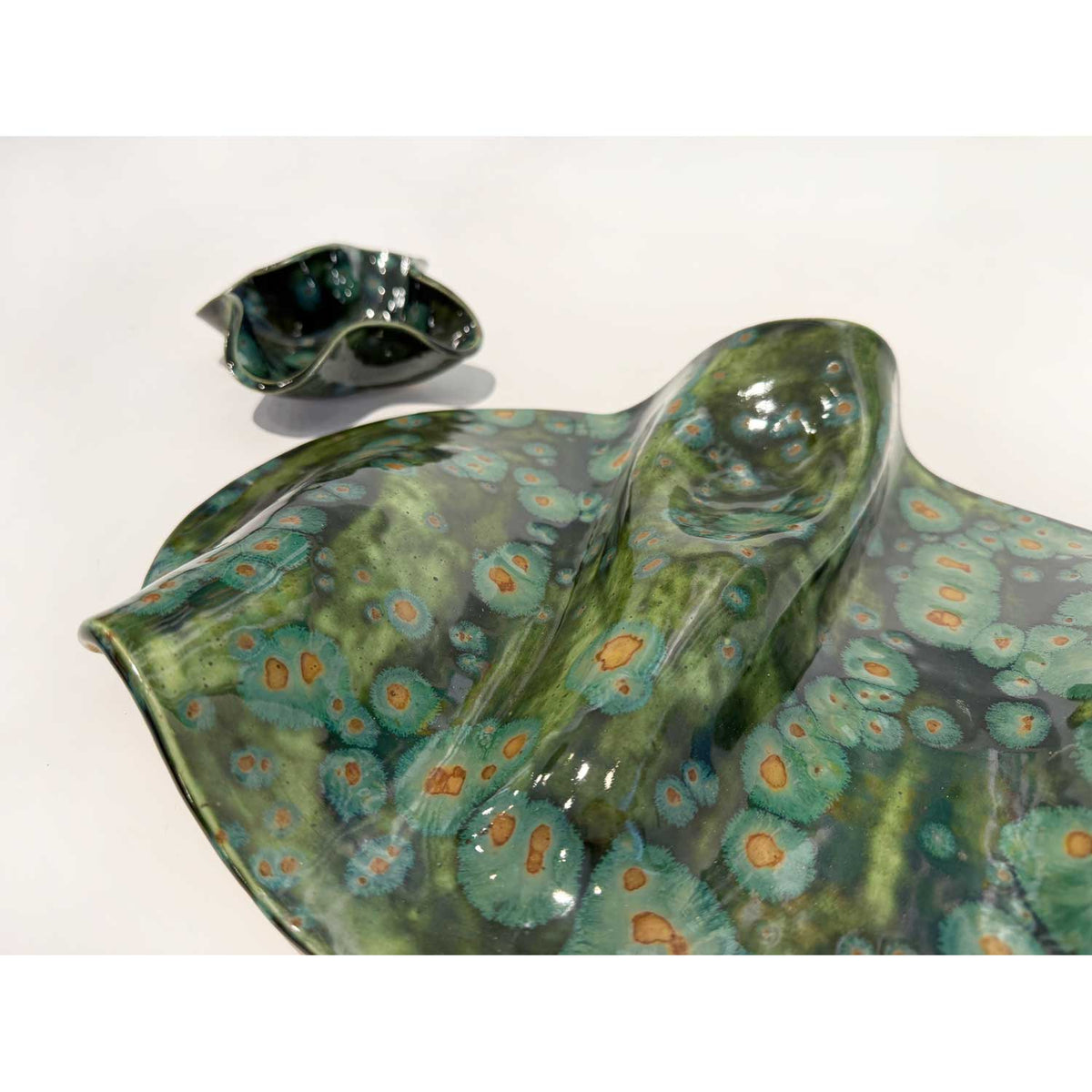Organic Green Platter with Bowl - Petroff Gallery - Ceramic Art