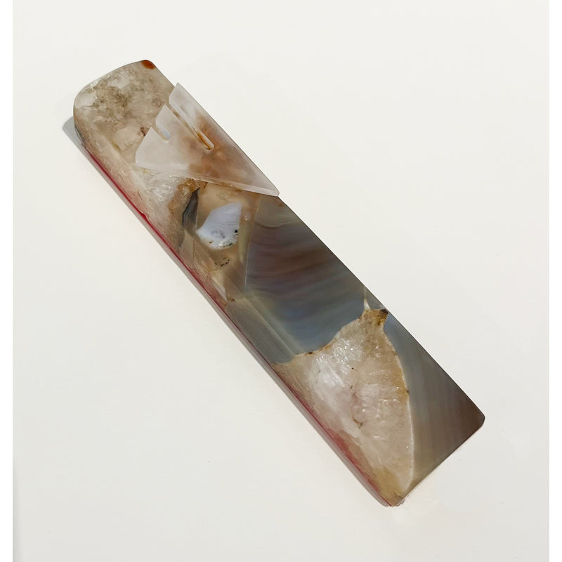 Dovi Leventhal - Agate with Clear Shin Mezuzah, 5" x 1"