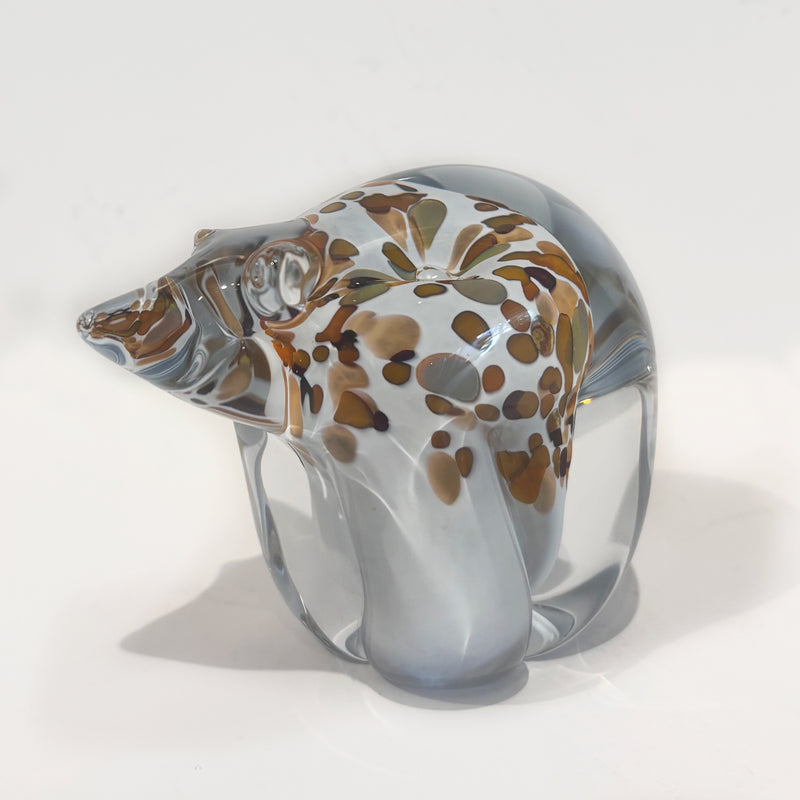 Golden White Wedding Small Bear - Petroff Gallery- Glass Art