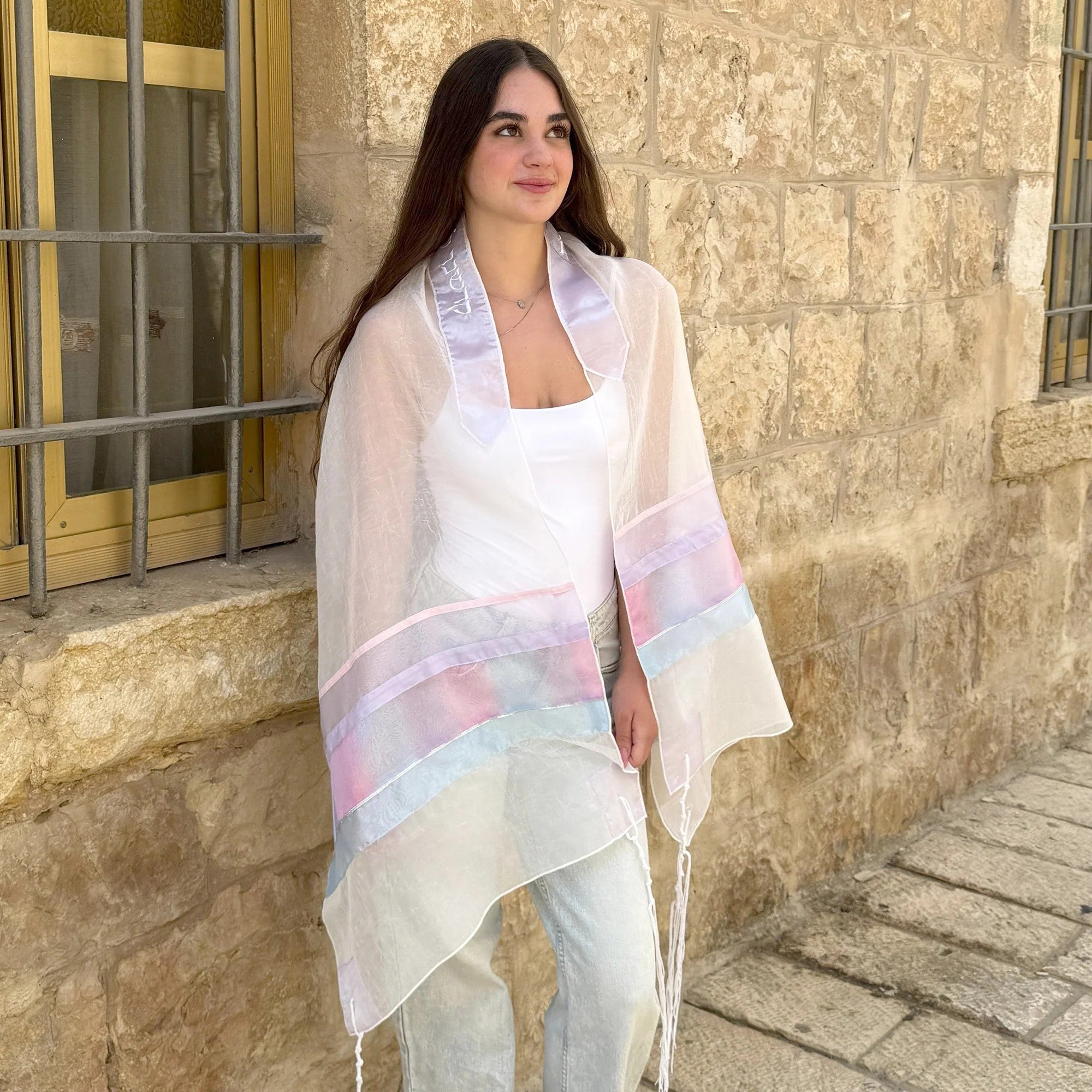 Pink and Purple Voile Tallit - Petroff Gallery - Judaica 