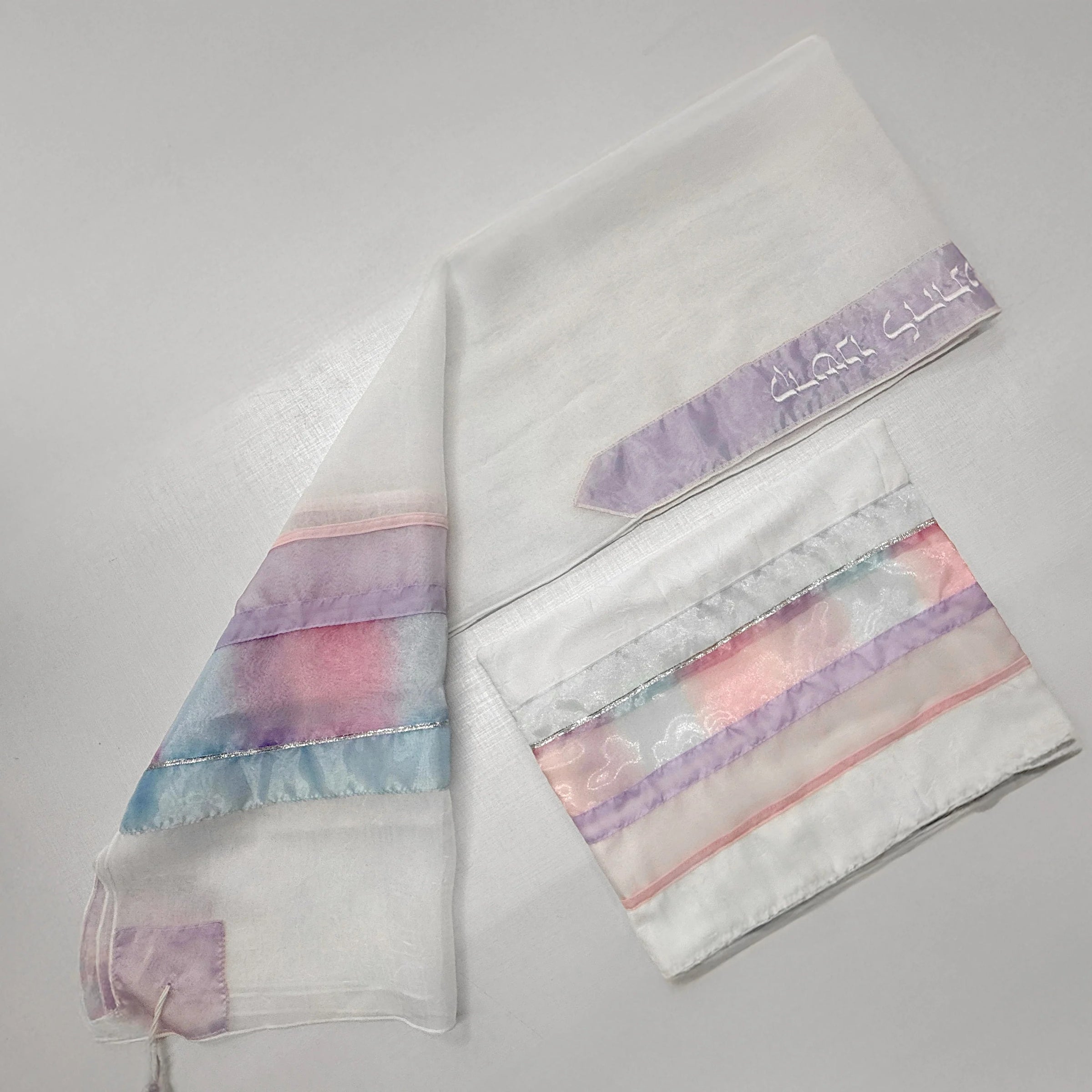 Pink and Purple Voile Tallit - Petroff Gallery - Judaica 