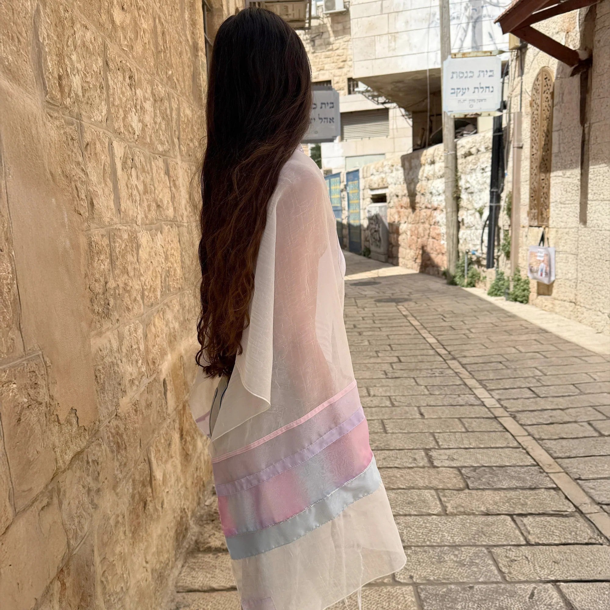 Pink and Purple Voile Tallit - Petroff Gallery - Judaica 