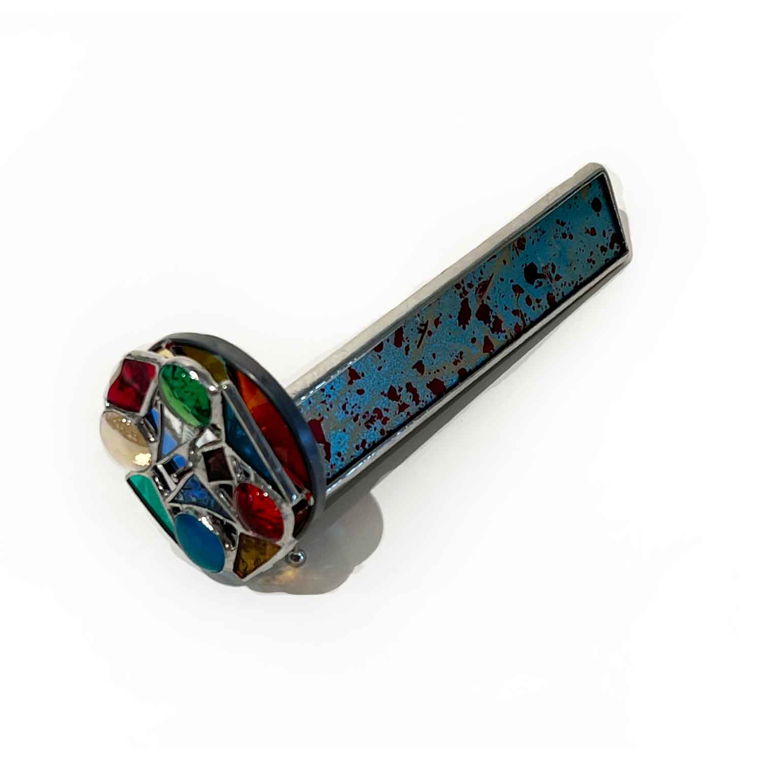 Small Blue and Red Splatter Kscope - Petroff Gallery - Glass Art