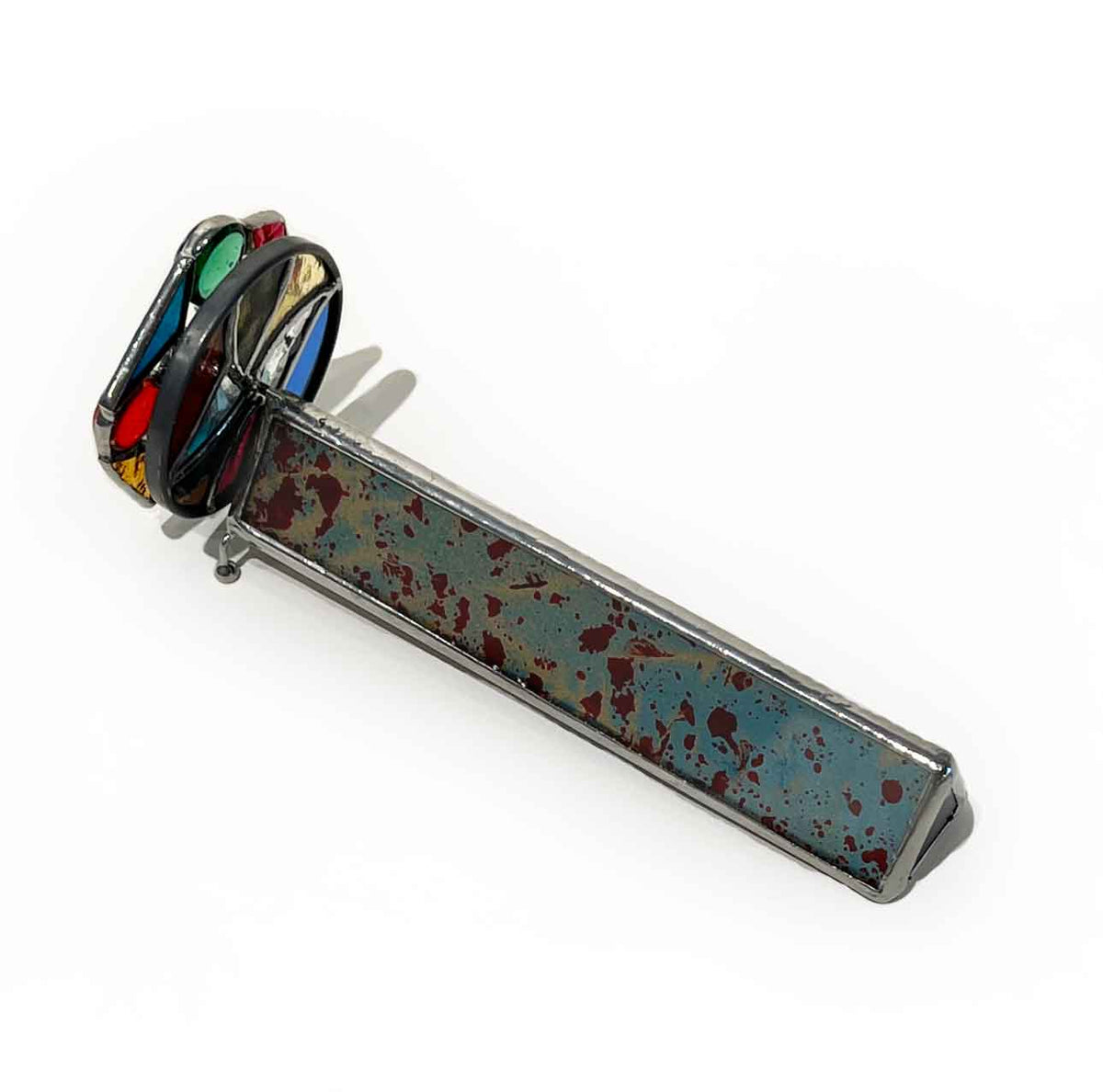 Small Blue and Red Splatter Kscope - Petroff Gallery - Glass Art