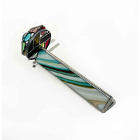 Small White Stiped Kscope - Petroff Gallery - Glass Art