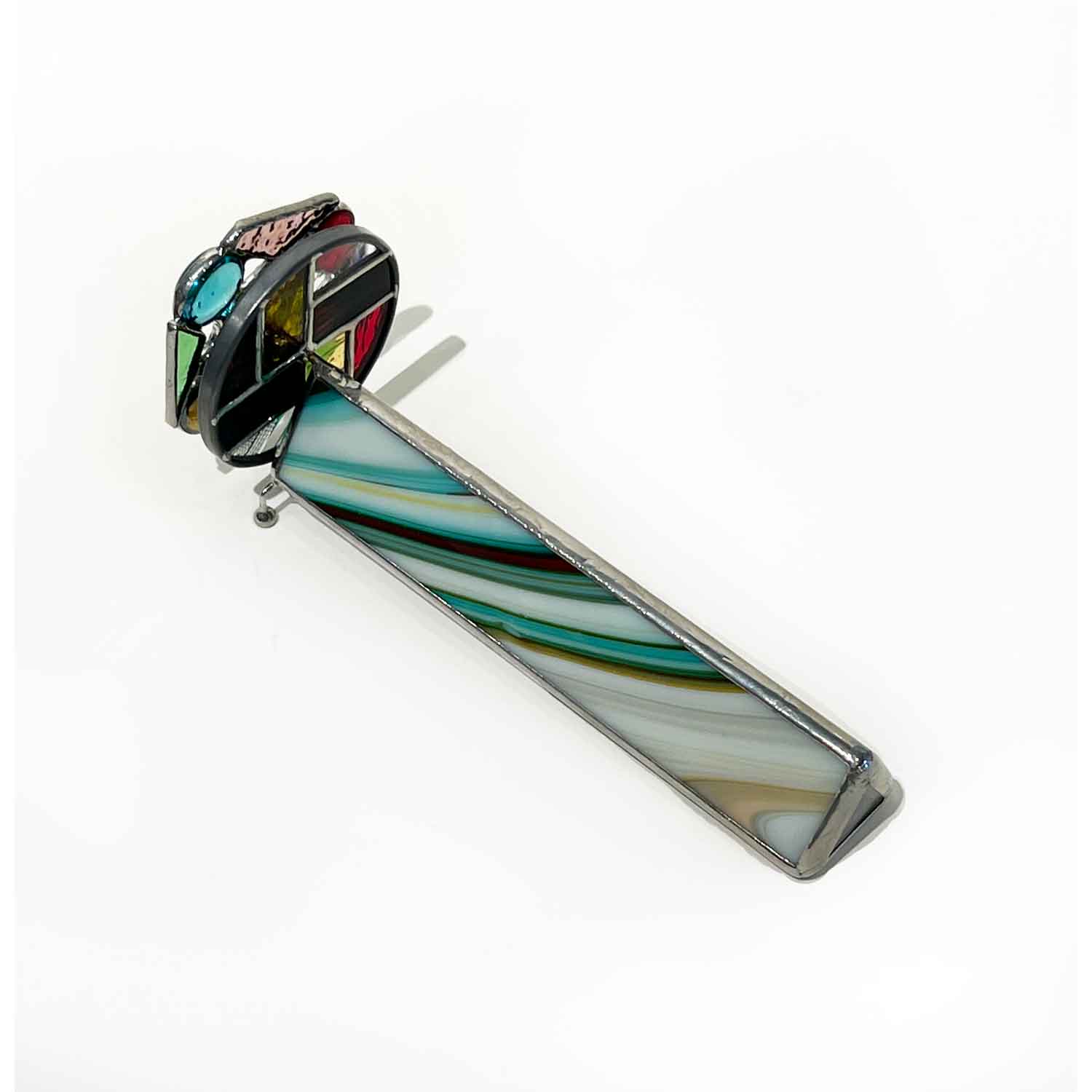 Small White Stiped Kscope - Petroff Gallery - Glass Art