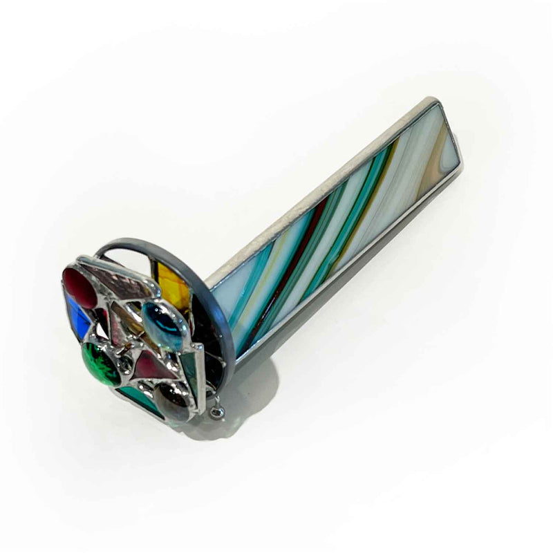 Small White Stiped Kscope - Petroff Gallery - Glass Art