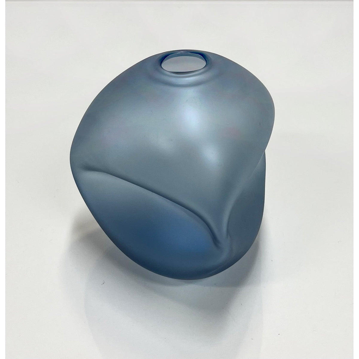 Small Steel Blue Pebble Vase - Petroff Gallery - Glass Art