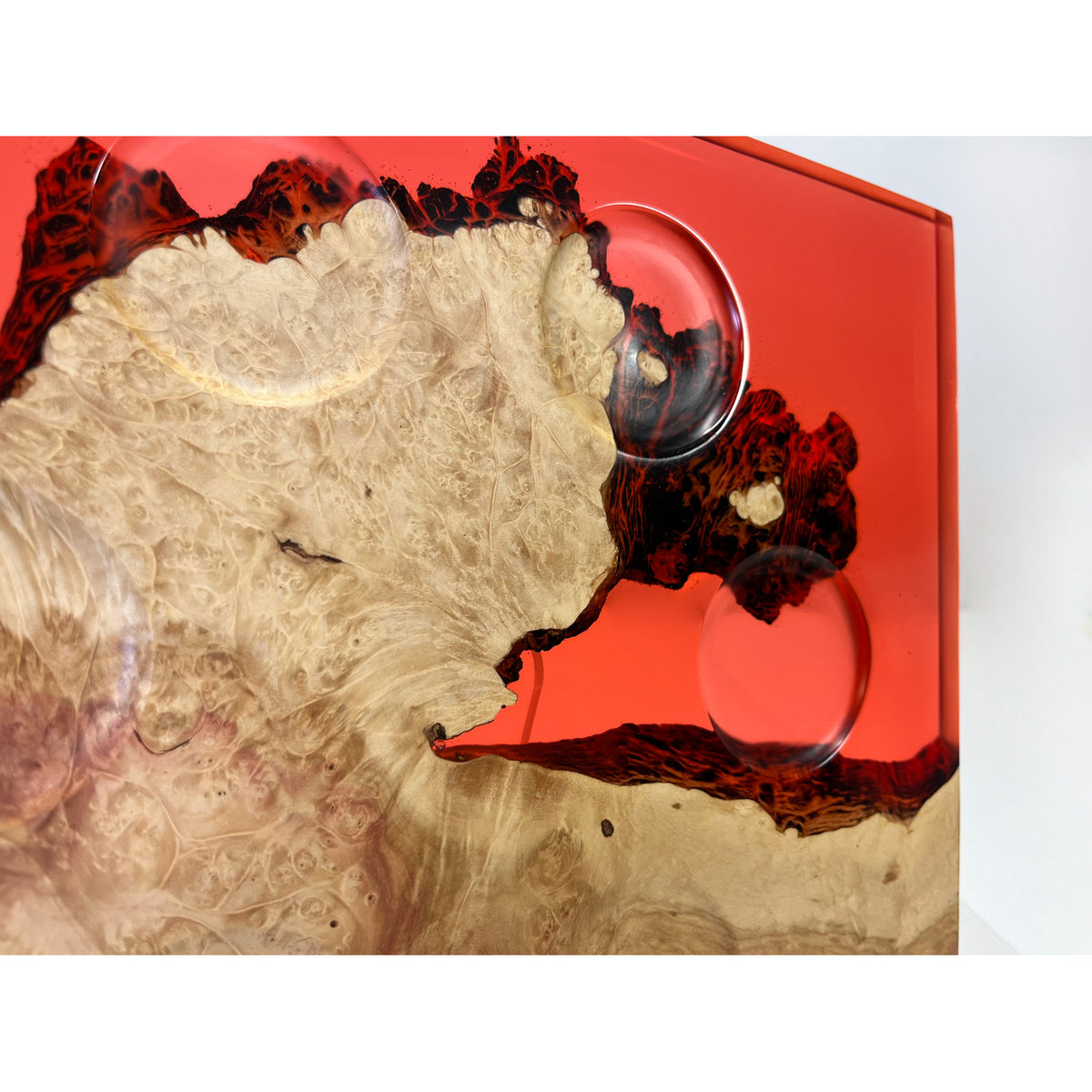Marie Levine - Red Resin Wood Seder Plate, 13" x 11.5"