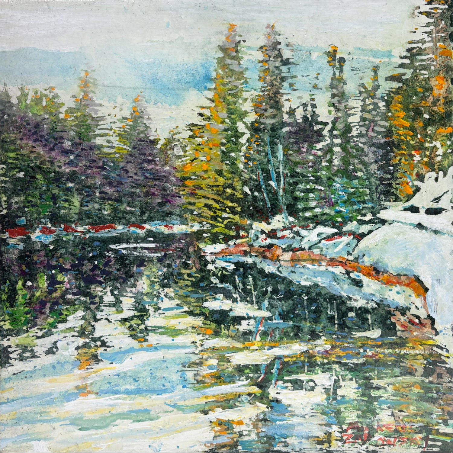 Late Winter Muskoka River 12" x 12" - Petroff Gallery - Paintings