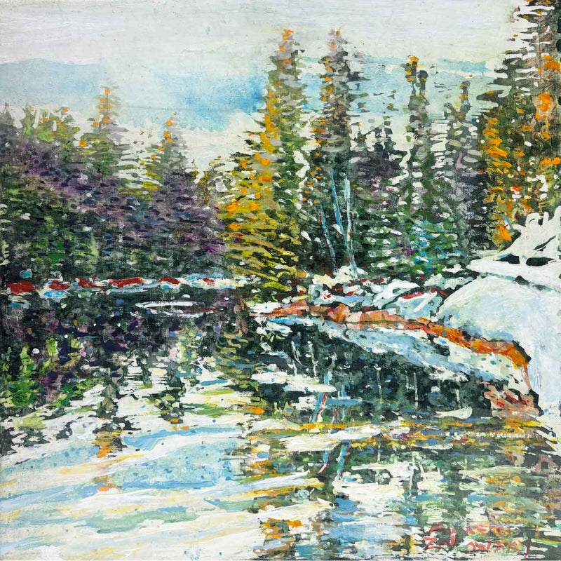 Late Winter Muskoka River 12" x 12" - Petroff Gallery - Painting