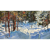 Sunlight Streaming across a Winter Trail  17" x 30" -Petroff Gallery - Paintings 