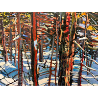 Sunlight Streaming across a Winter Trail  17" x 30" -Petroff Gallery - Paintings 