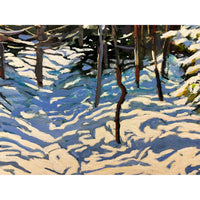 Sunlight Streaming across a Winter Trail  17" x 30" -Petroff Gallery - Paintings 
