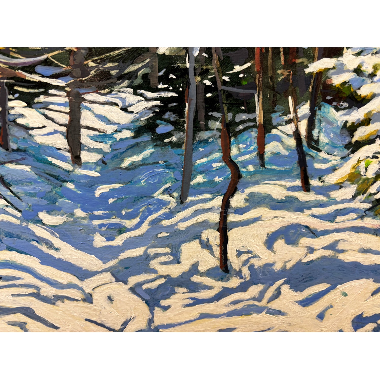 Sunlight Streaming across a Winter Trail  17" x 30" -Petroff Gallery - Paintings 