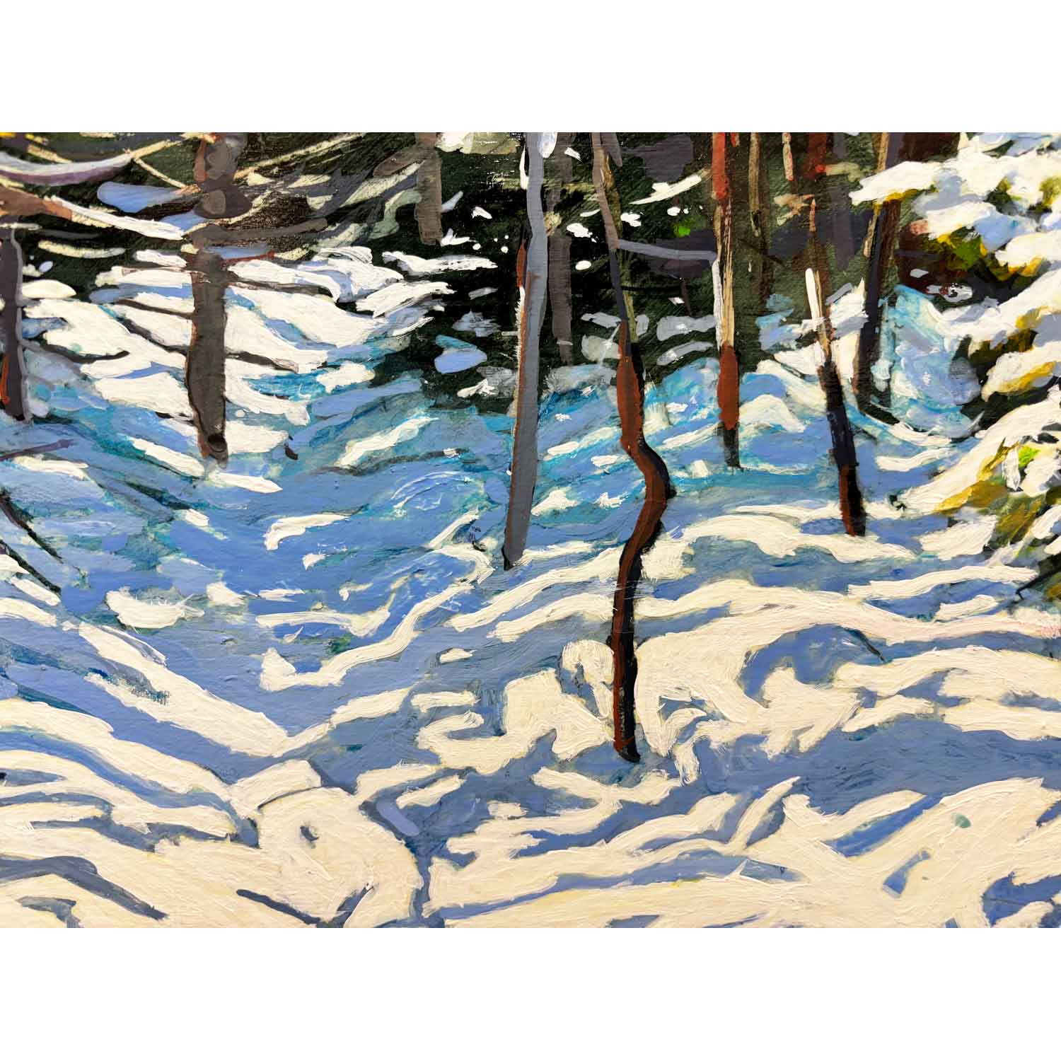 Sunlight Streaming Across A Winter Trail  17" x 30" - Petroff Gallery - Painting