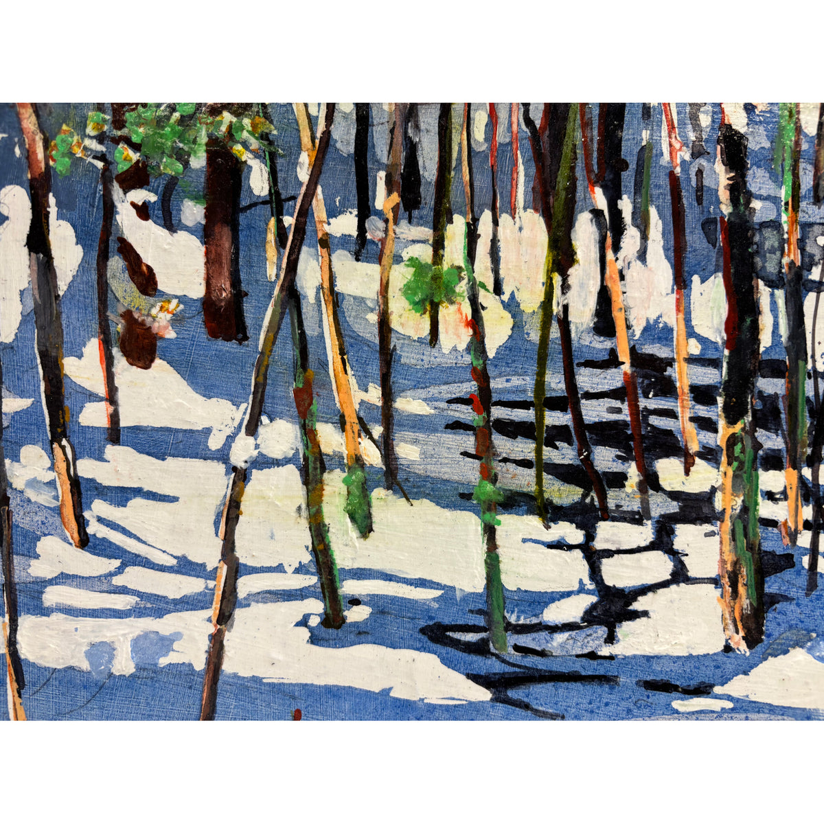 Late Day Dun Streaming across an Open Stream 12" x 12" - Petroff Gallery  - Paintings