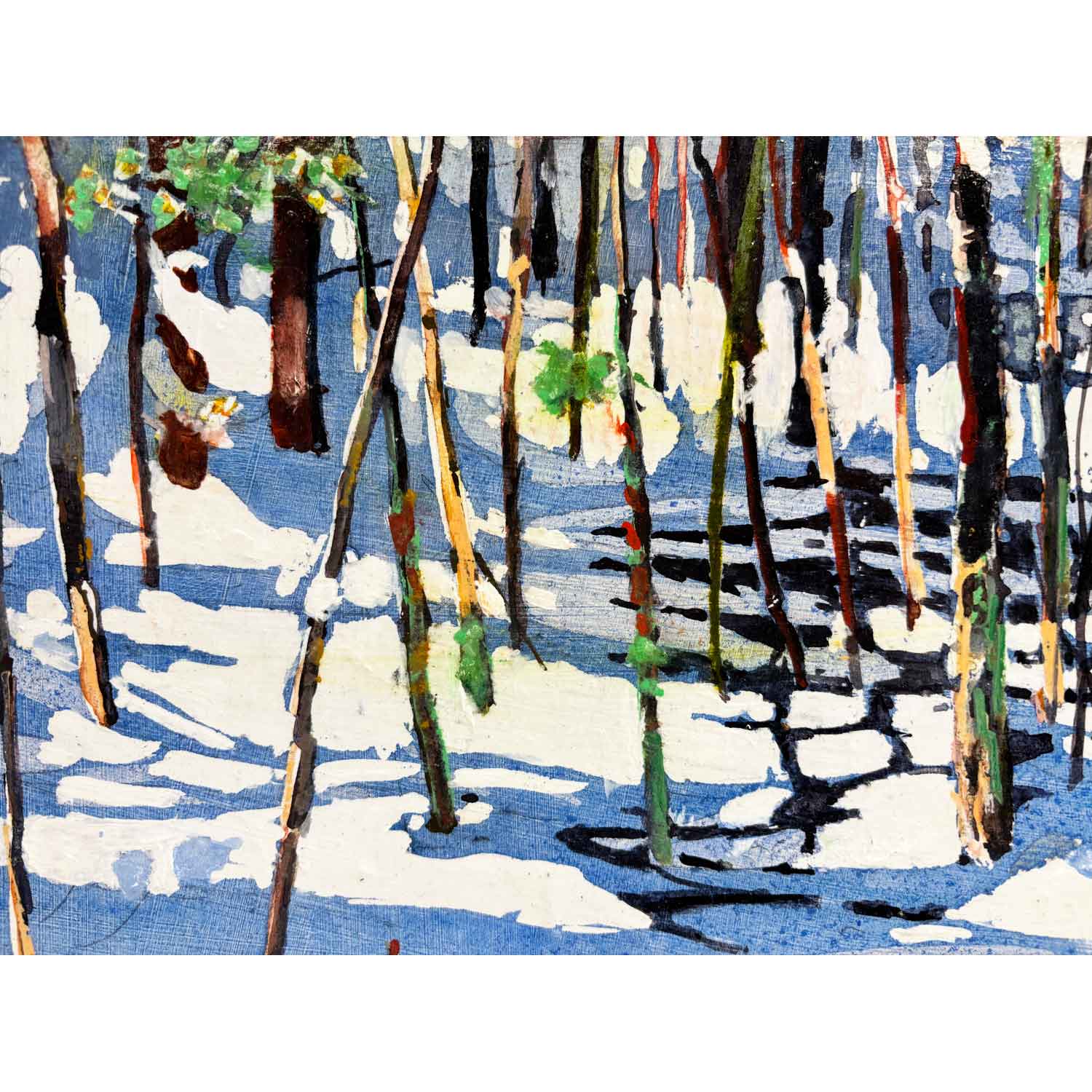 Late Day Dun Streaming Across an Open Stream 12" x 12" - Petroff Gallery - Painting