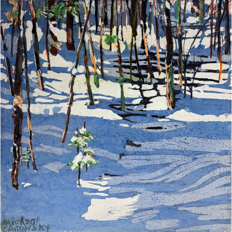 Late Day Dun Streaming across an Open Stream 12" x 12" - Petroff Gallery  - Paintings