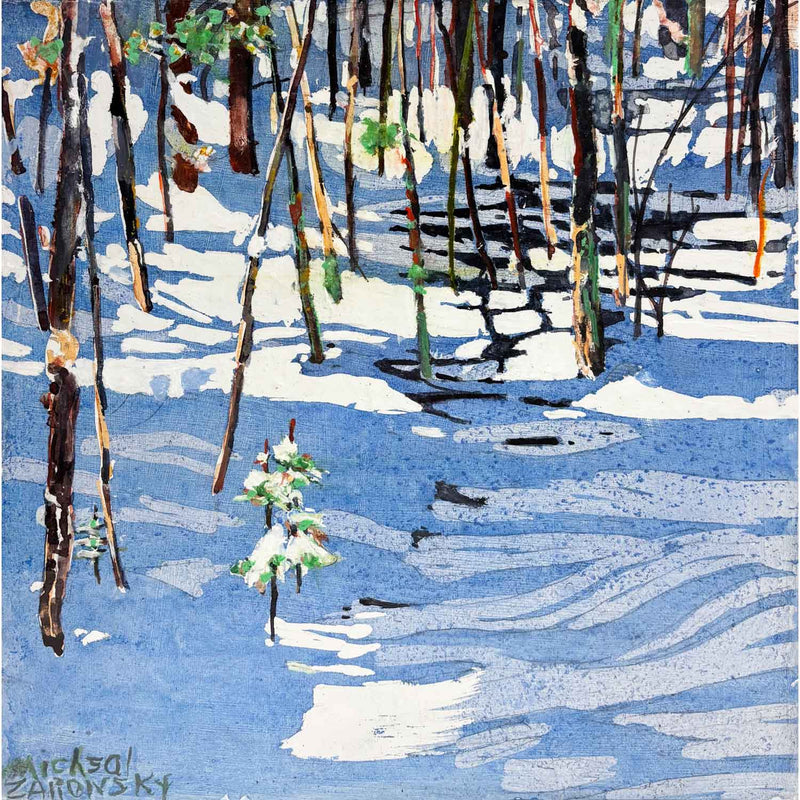 Late Day Dun Streaming Across an Open Stream 12" x 12" - Petroff Gallery - Painting