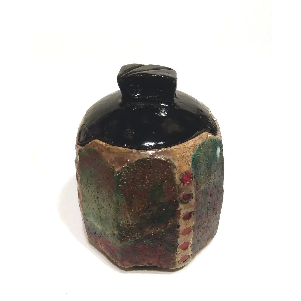richard & susan surette - bronze glaze jar with black lid
