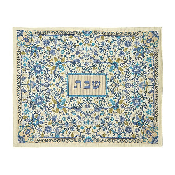 Challah Cover Full Embroidery Blue
