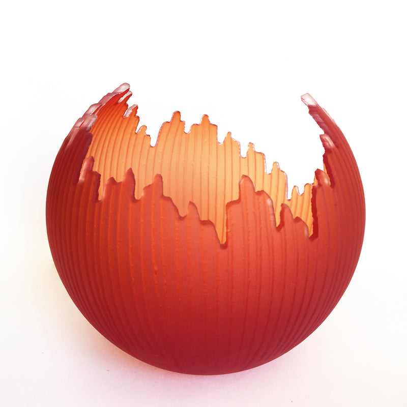 Cortney Downman -Cherry Red Saw Carved Glass Orb