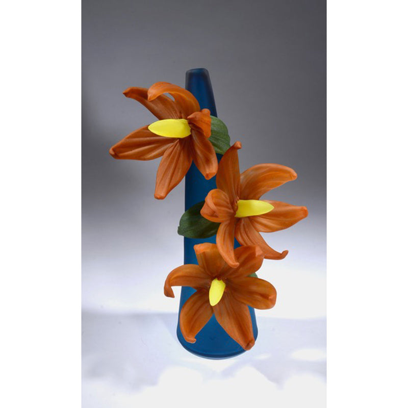 Sue Rankin - Sprig Vase Turquoise with Salmon Flowers