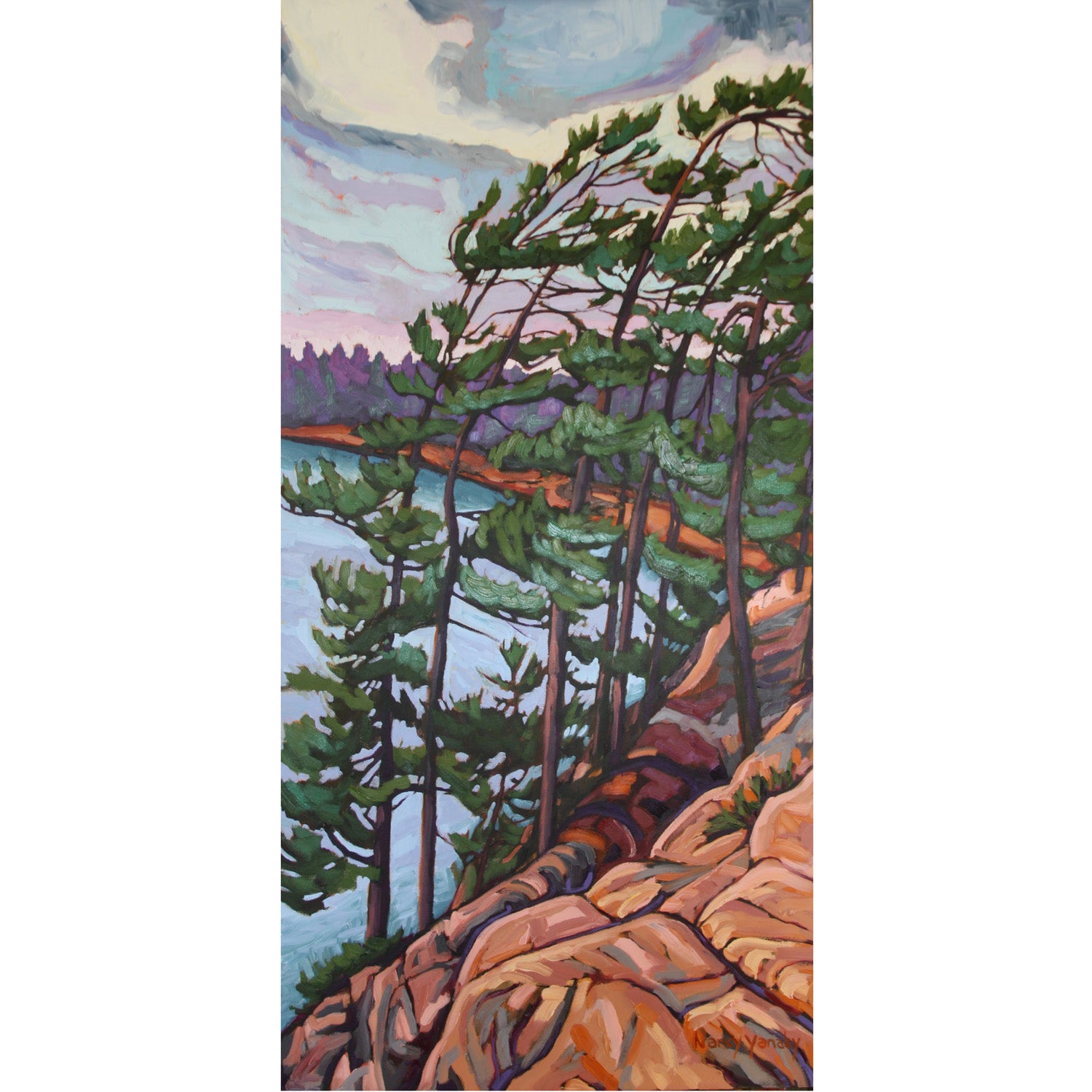 Nancy Yanaky - Killbear Cliffs at Sunset 48" x 24"