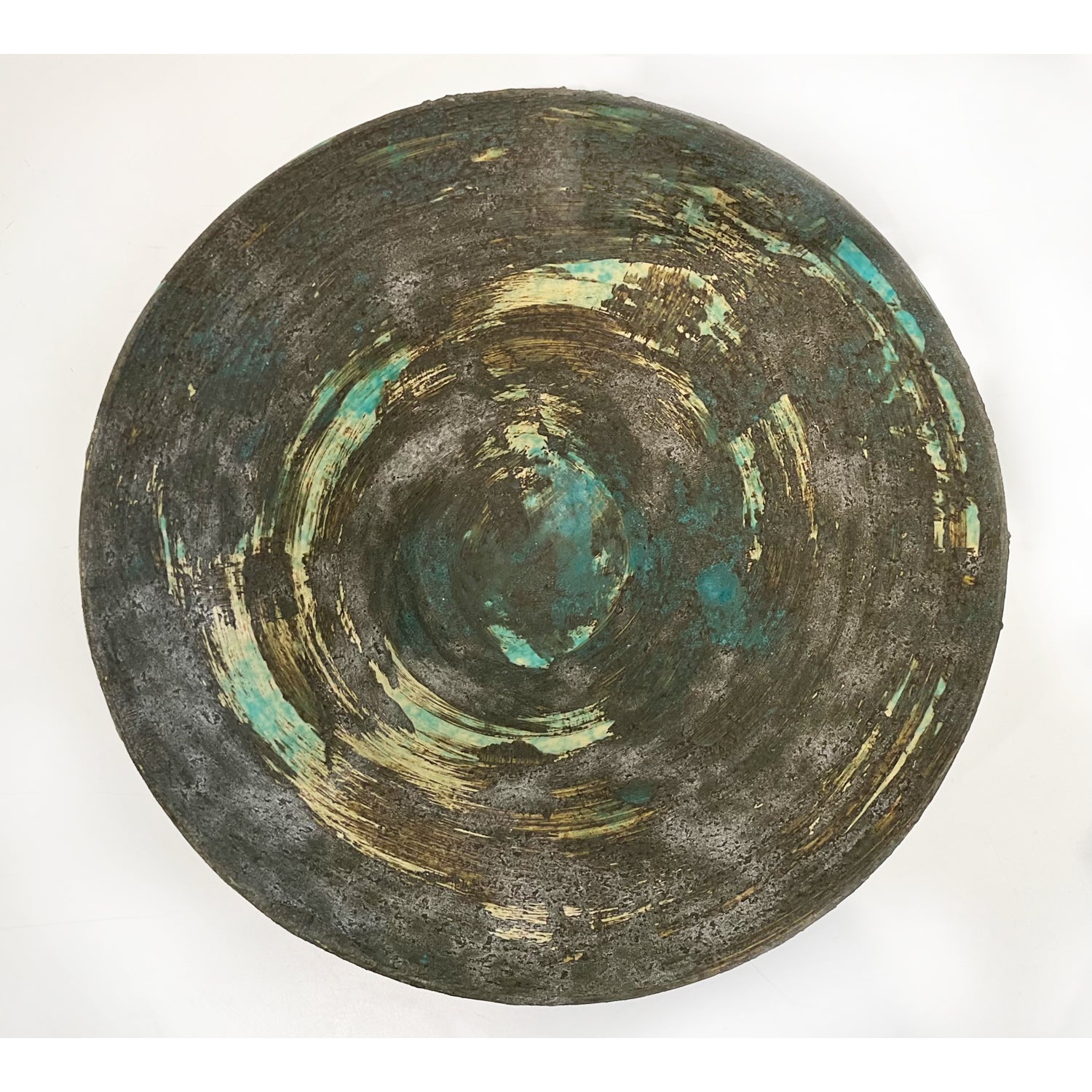 Makiko Hicher - Turquoise Black Bowl, 6" x 13.5" x 13.5"