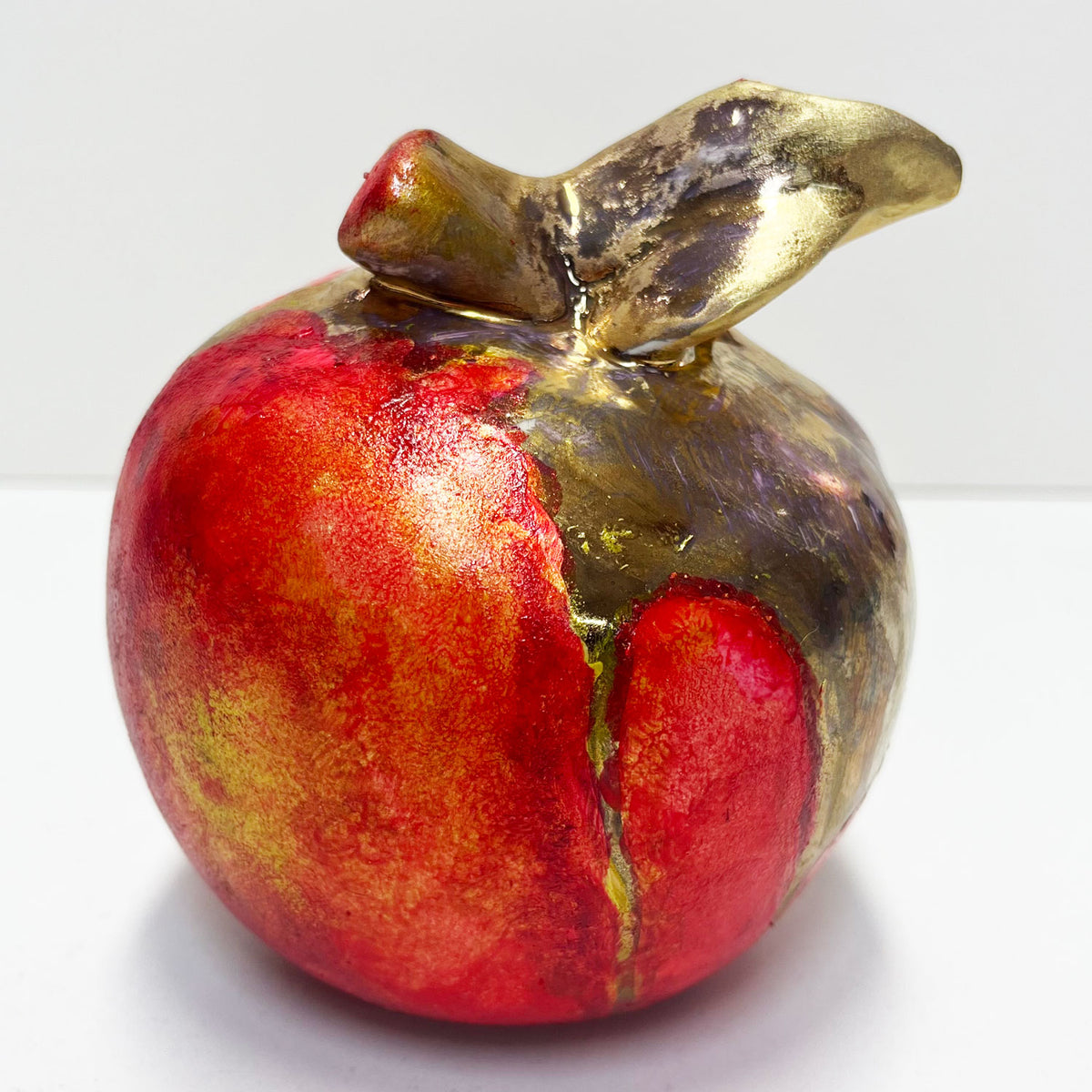 Marla Buck - Red Graffiti Apple, 4.5" x 4.5" x 5"