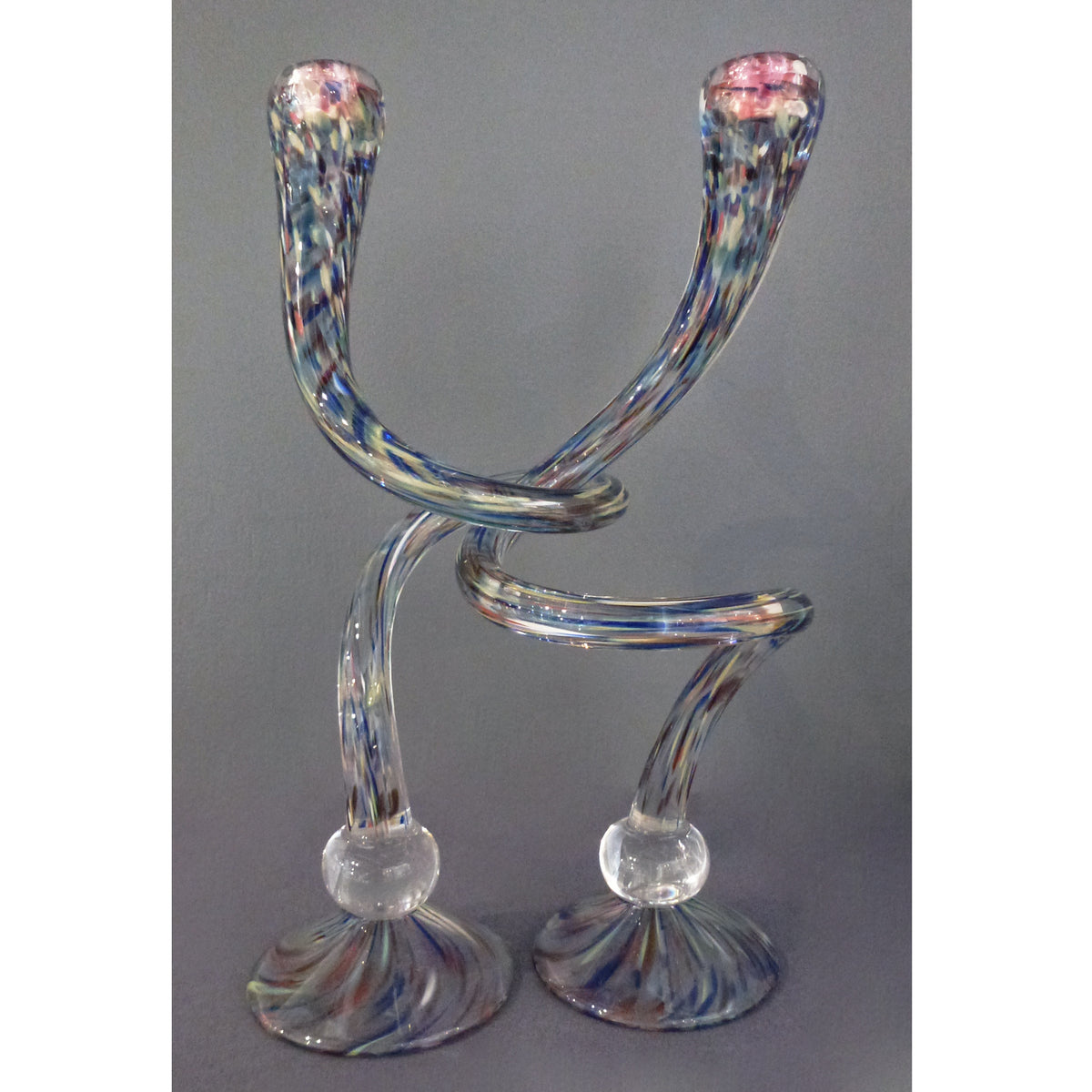 Michael Hudson - Large Footed Candlesticks  confetti clear