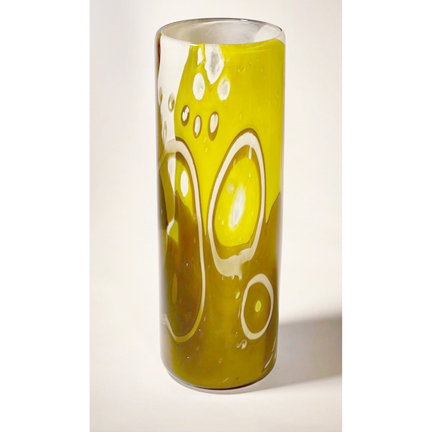 Sue Rankin - Lg Olive Green Cylinder Vase, 9" x 3" x 3"