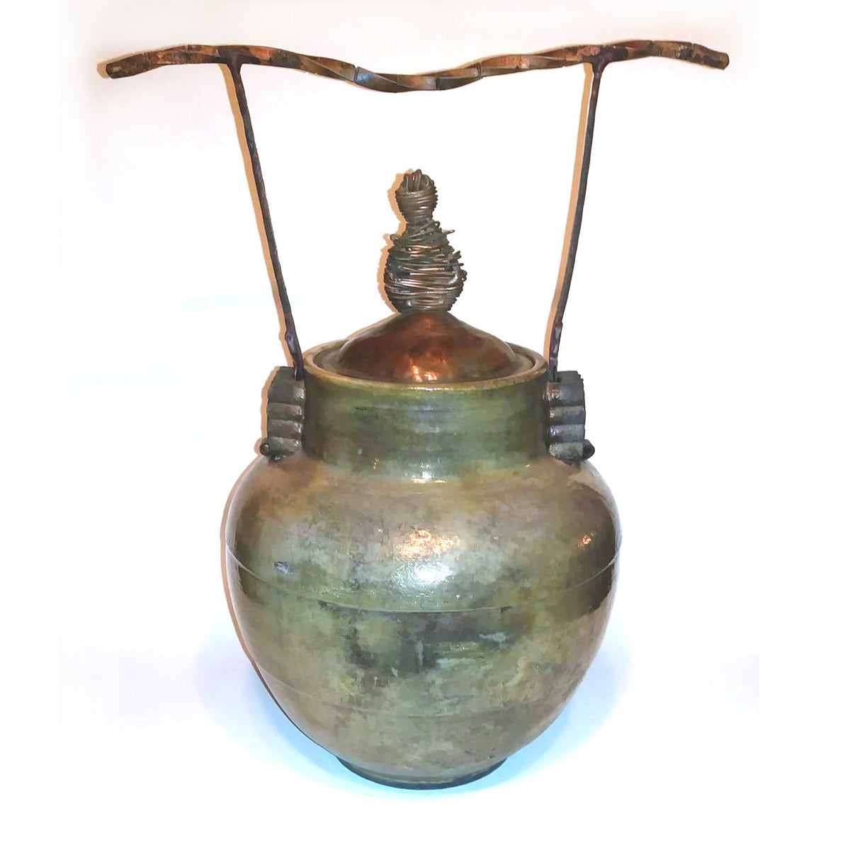 Richard & susan surette-silver/gold glaze covered jar with copper lid