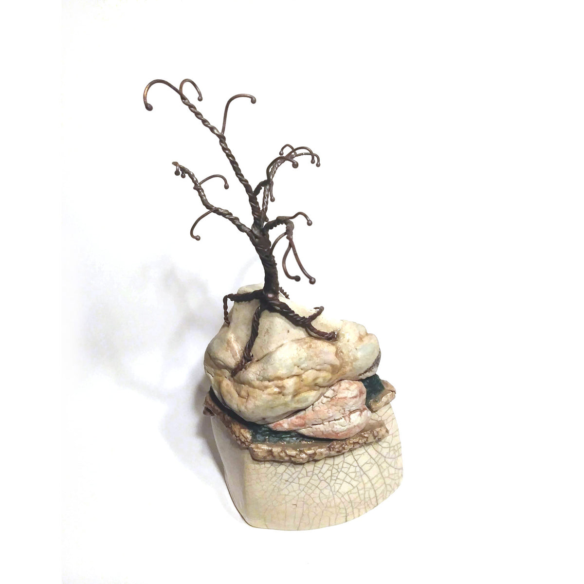 richard & susan surette - white glaze mountain jar with 1  tree
