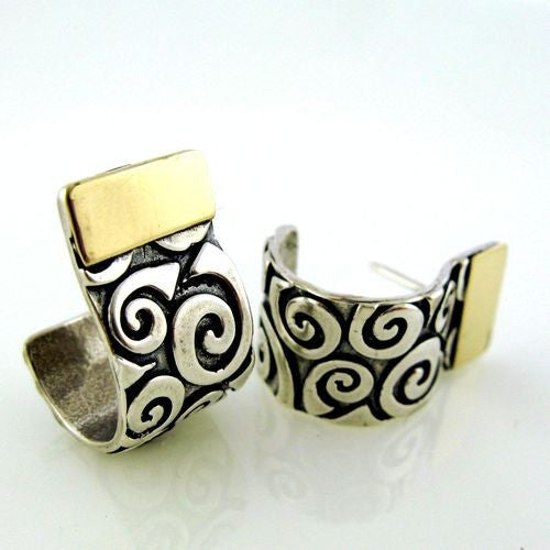 Yair Stern- Swirl Curled Earrings silver/gold