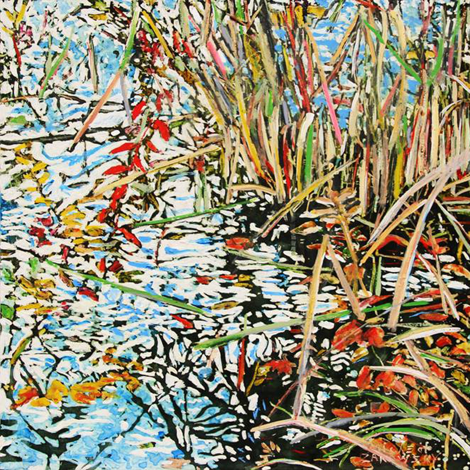 Micheal Zarowsky - Autumn pond gull river 18x18